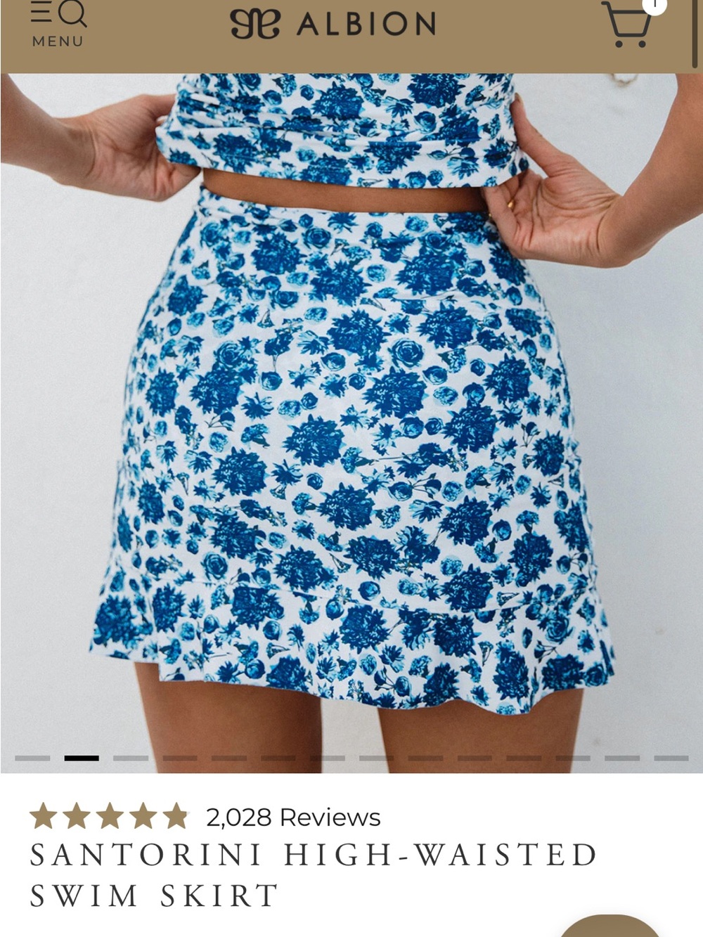 Albion Santorini High-Waisted Swim Skirt, Large